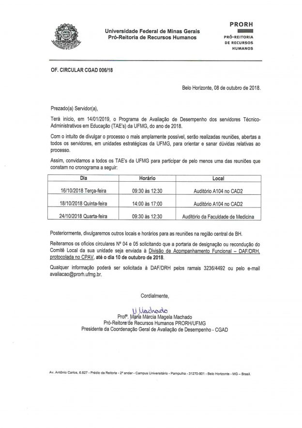 Avaliação De Desempenho Dos Servidores Taes 2018 Reunião Engenharia Viva 7635