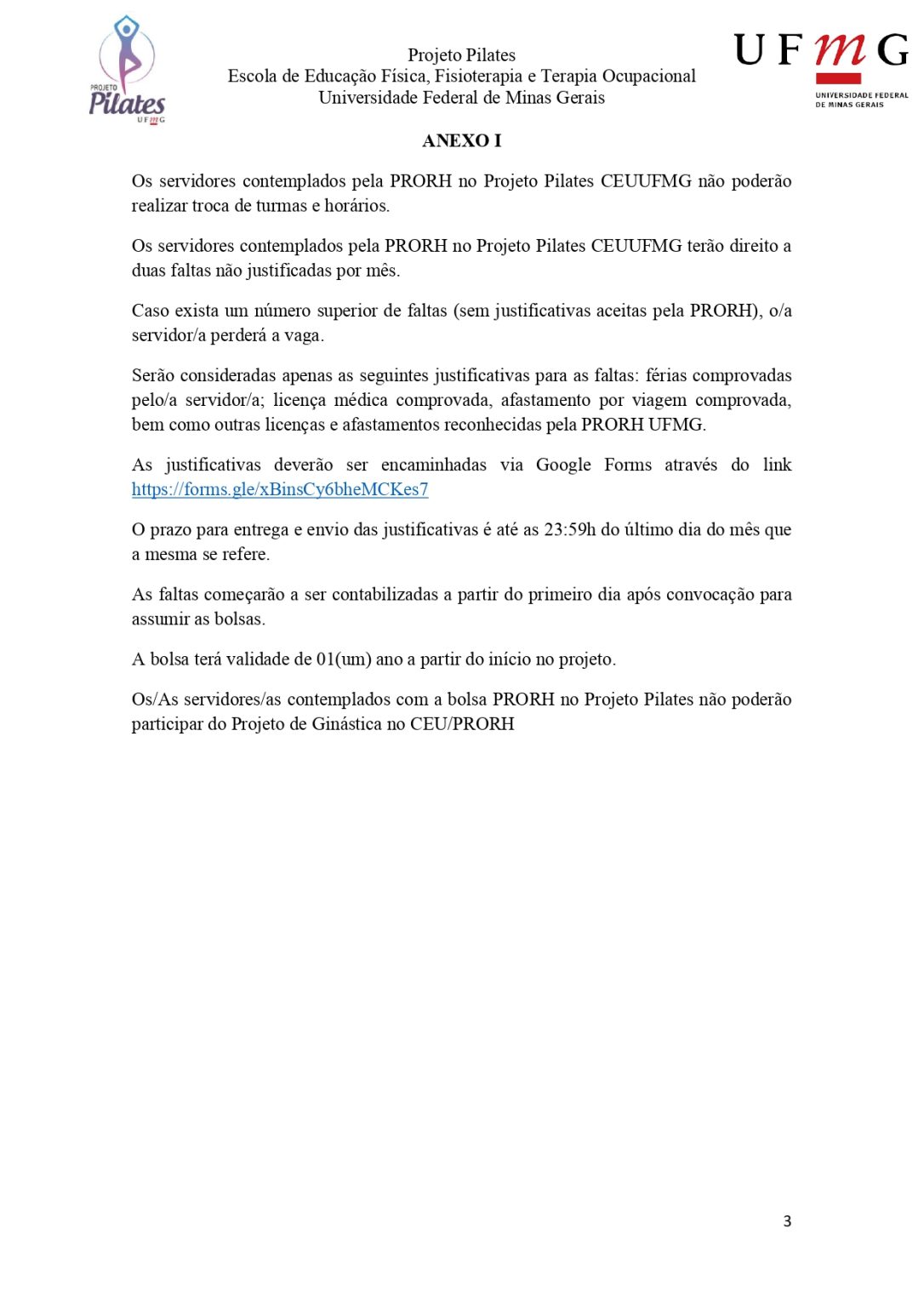 CHAMADA PÚBLICA PARA BOLSAS NO PROJETO PILATES 2023 Aulas Presenciais